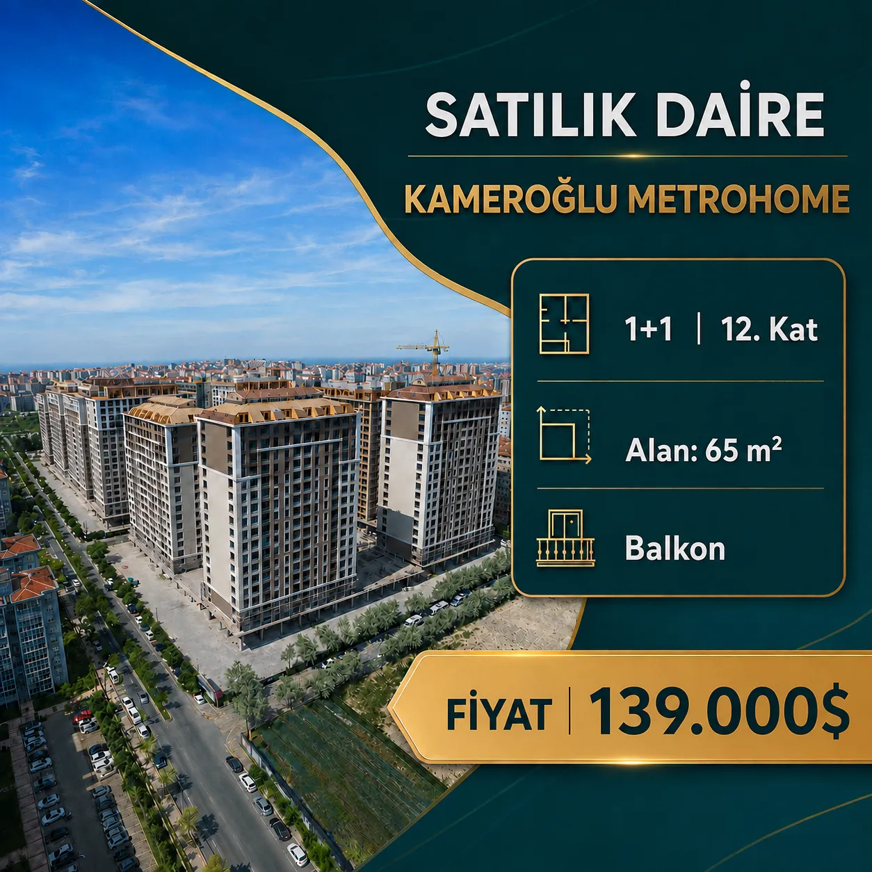 Metrohome İstanbul’da Balkonlu Satılık 1+1 Daire | 139.000 Dolar